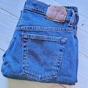 Levis 505 Nouveau Low Straight Jeans Medium Wash Blue Denim 30x30.5 Women's 8